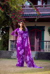 YNF7011 Chiffon With Foral Printed Pearl Lace Border Saree With Blouse Wholesale Clothing Suppliers In India